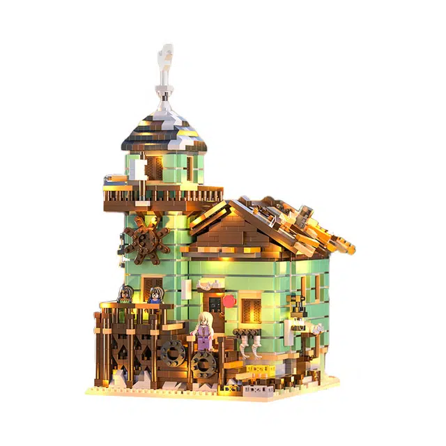 欧洛伊 街景积木渔夫小屋 城堡 拼装模型