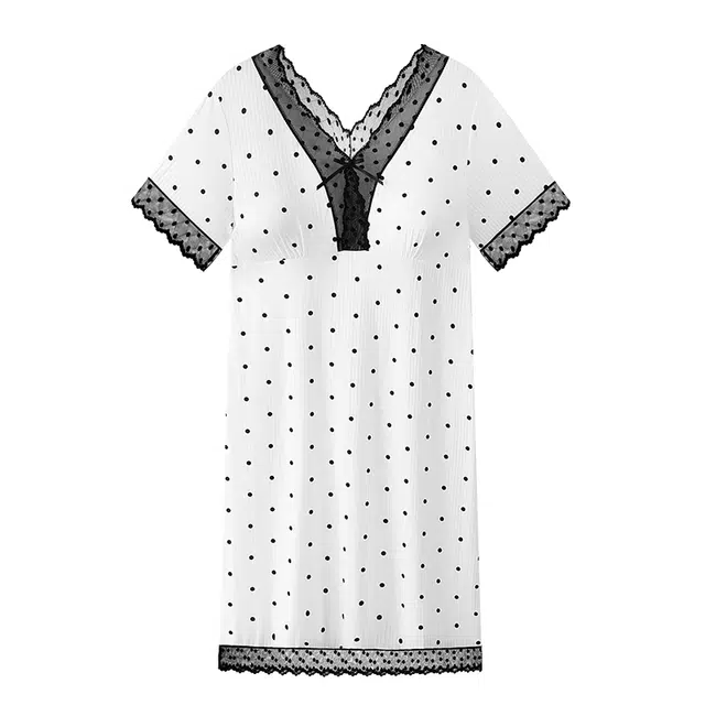 兰缪 带胸垫凉感短袖大码可外穿家居服睡裙 女款 图片色