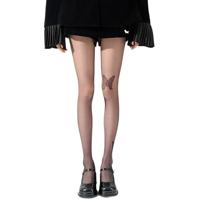 棉芝士 蝴蝶结打底波点防勾丝美腿丝袜 女款 组合装