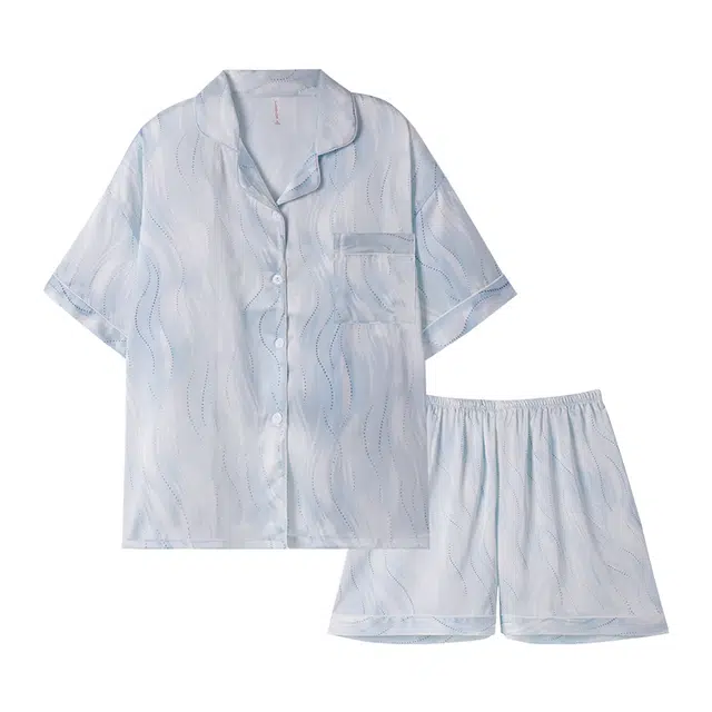 欧诗帛 高级凉感家居服简约短袖可外穿睡衣套装 女款 图片色