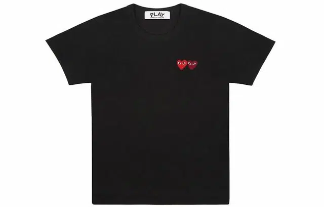 CDG Play Double Heart T-Shirt Black T