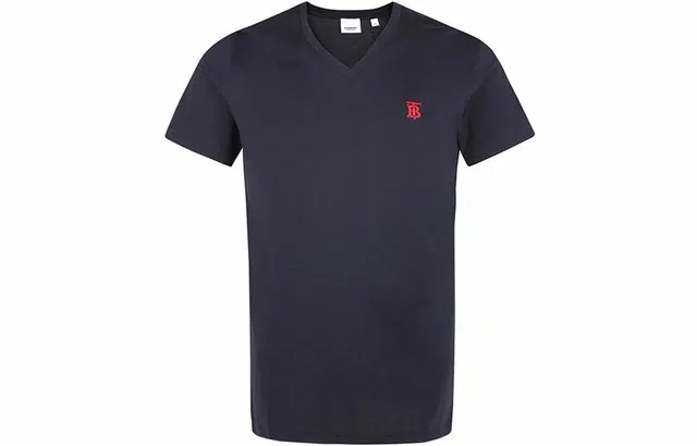 Burberry V-Neck T-Shirt Navy
