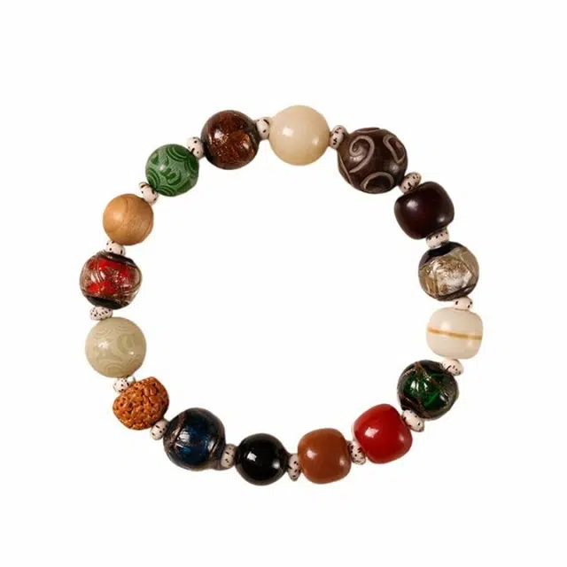 琉堇 国风十八籽文玩串珠 考试考研上岸 本命年转运珠 护身平安 复古寒山寺五行珠文玩转运佛珠 菩提根 手串 男女同款情侣款