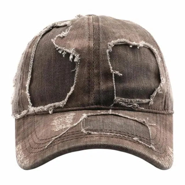 优莲茵 大帽檐显脸小 美式街头潮酷扎染破洞 重工拼色水洗遮阳 棉 鸭舌帽 男女同款情侣款