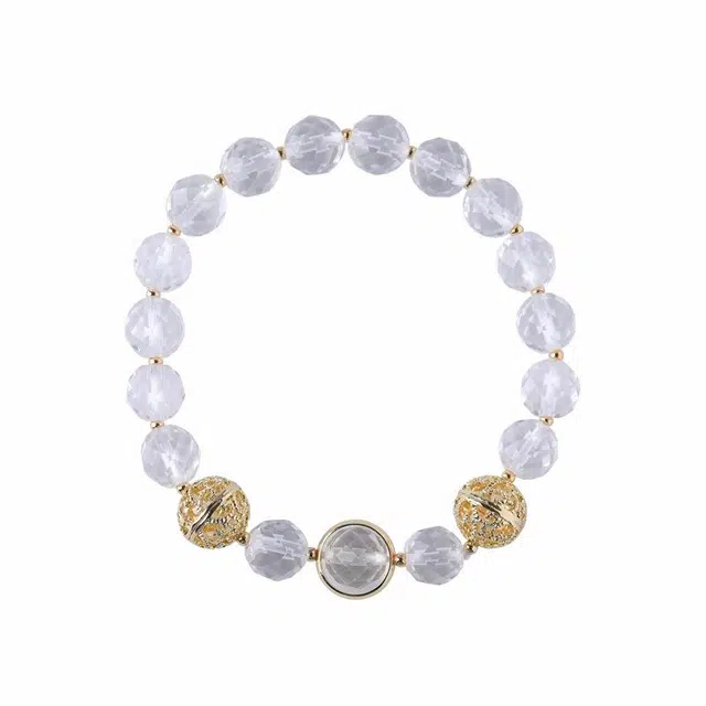 陌阡雪 【公主请发财】简约设计 治愈焦虑清新时尚氛围感转运手饰#好运天然 白水晶 手串 男女同款情侣款