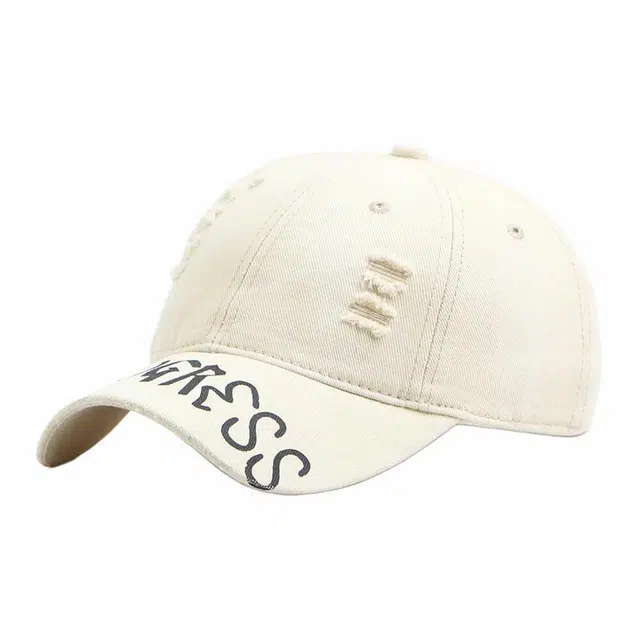 优莲茵 复古做旧牛仔 美式字母磨边遮阳 棉 鸭舌帽 男女同款情侣款