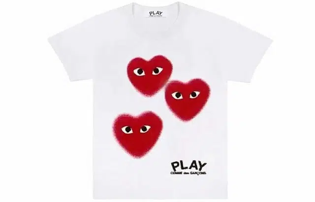 CDG Play Three Hearts T-Shirt White