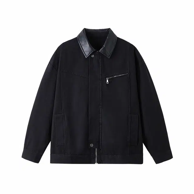 雅鹿 美式复古纯棉工装翻领时尚宽松休闲夹克外套 男女同款