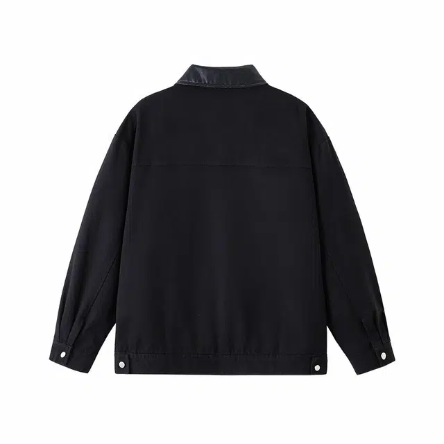 雅鹿 美式复古纯棉工装翻领时尚宽松休闲夹克外套 男女同款