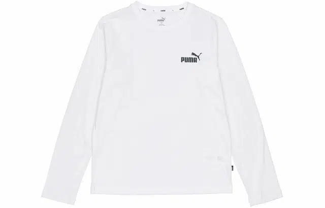 Puma Logo Crewneck Long Sleeve Tee White