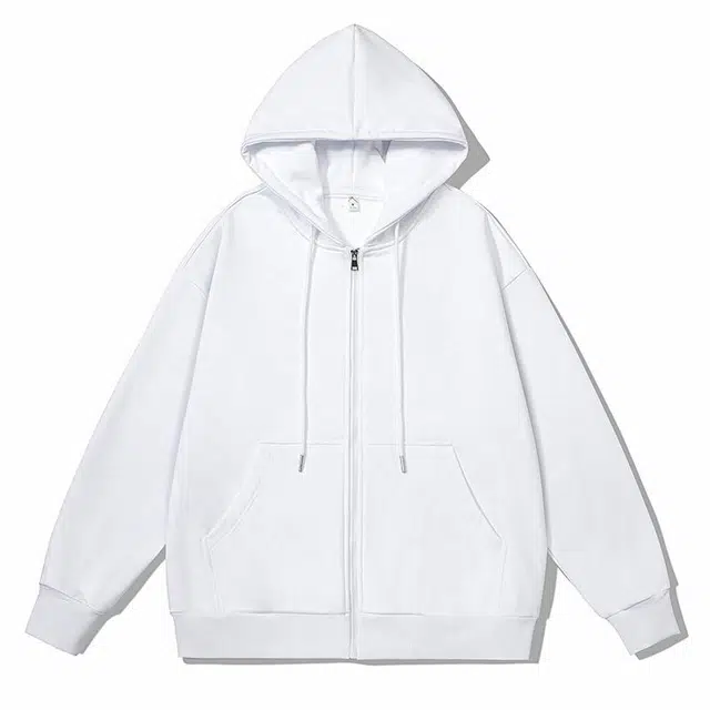 雅鹿 开衫卫衣男士春秋款拉链连帽卫衣纯色宽松运动开衫针织外套男夹克 男女同款