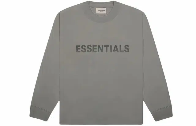 Fear of God Essentials 3D Silicon Applique Boxy Long Sleeve T-Shirt Cement LogoT