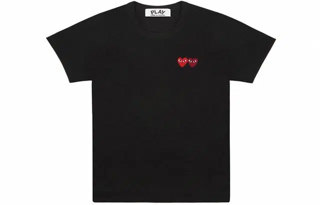 CDG Play Twin Heart T-Shirt Black