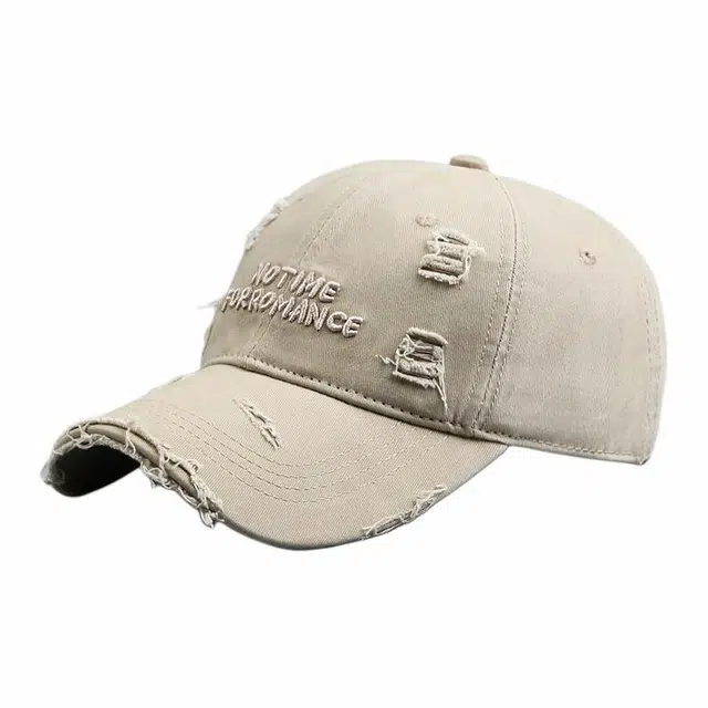 优莲茵 复古破洞设计感立体刺绣字母百搭遮阳防晒 大头围显脸小 户外运动登山出游休闲 棉 鸭舌帽 男女同款情侣款