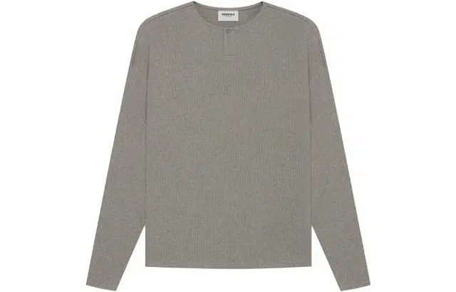 Fear of God Essentials Thermal Henley Long Sleeve Gray FlannelCharcoal T