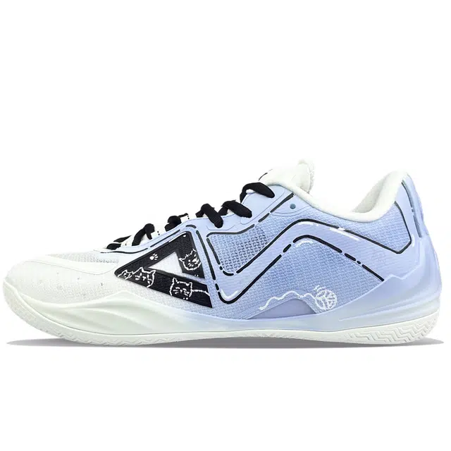 【定制球鞋】 匹克 八石制造 探头小猫 铲屎官  白马非马 鞋脚一体 灵活贴地 纵享丝滑 防滑耐磨包裹性回弹 低帮 篮球鞋 男款 白紫