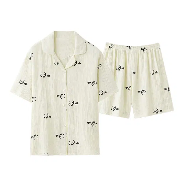 橡柠派 甜美可爱短袖时尚舒适薄款小清新家居服睡衣套装 女款 米色