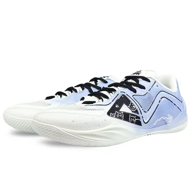 【定制球鞋】 匹克 八石制造 探头小猫 铲屎官  白马非马 鞋脚一体 灵活贴地 纵享丝滑 防滑耐磨包裹性回弹 低帮 篮球鞋 男款 白紫