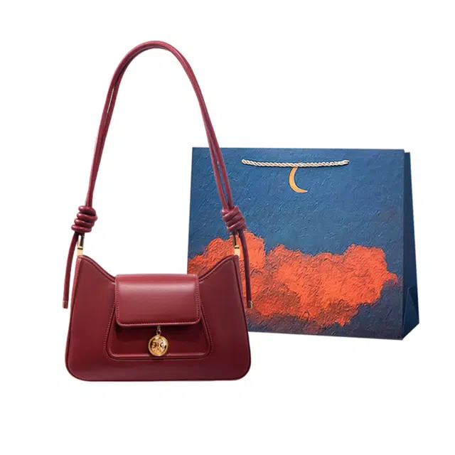 爱尔绅特 高级感结婚包通勤斜挎妈妈包 人造革 单肩包 常规 女款 红色