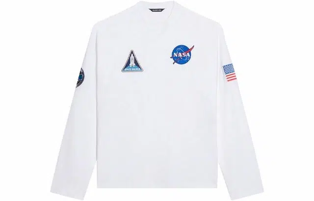 Balenciaga x NASA Spaceship Print Long Sleeve Tee White