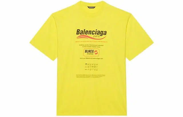 Balenciaga Logo Print T-Shirt Yellow