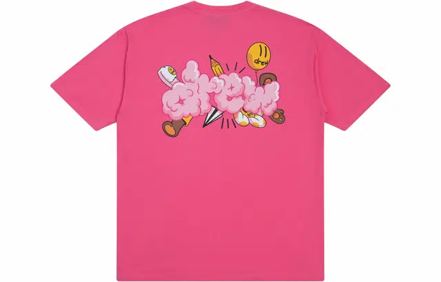 Drew House logo Doodle Joy Ss Tee Hot Pink T