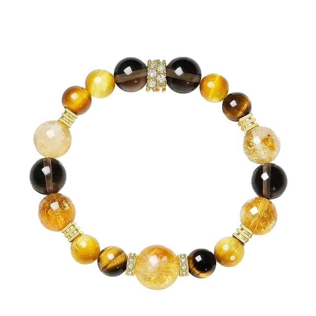 色菲尔 【日进斗金】财源大金霸 新中式精致时尚百搭简约高级感#好运 黄水晶 手串 男女同款情侣款