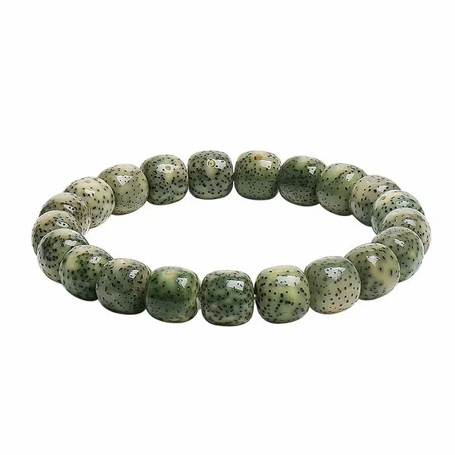 木盛缘 【顺丰包邮天官赐福】阴皮高密原生态石玉料蛇年招财绿幽灵佛珠平步青云金榜题名财源滚滚#好运 星月菩提 手串 男女同款情侣款