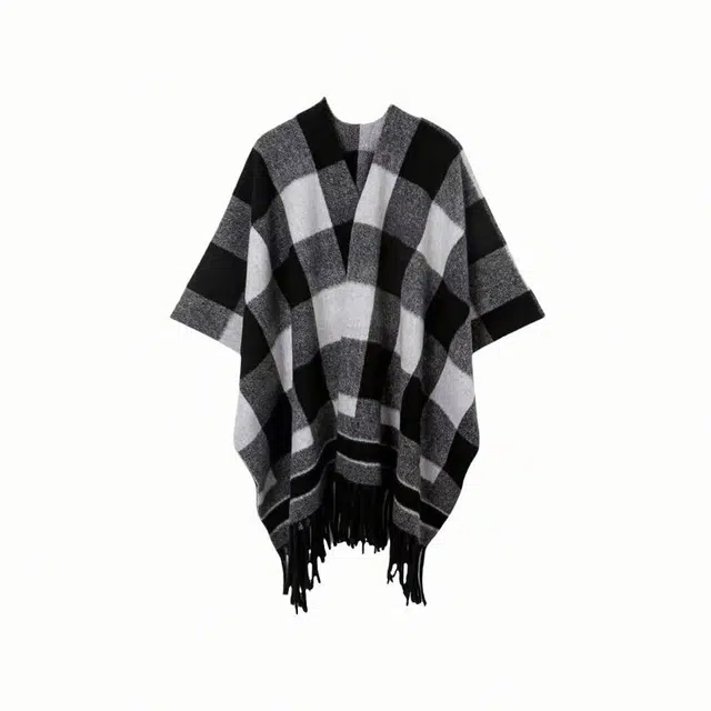 北极绒 时尚保暖复古格纹流苏百搭高级感潮流两用外搭 披肩 男女同款情侣款