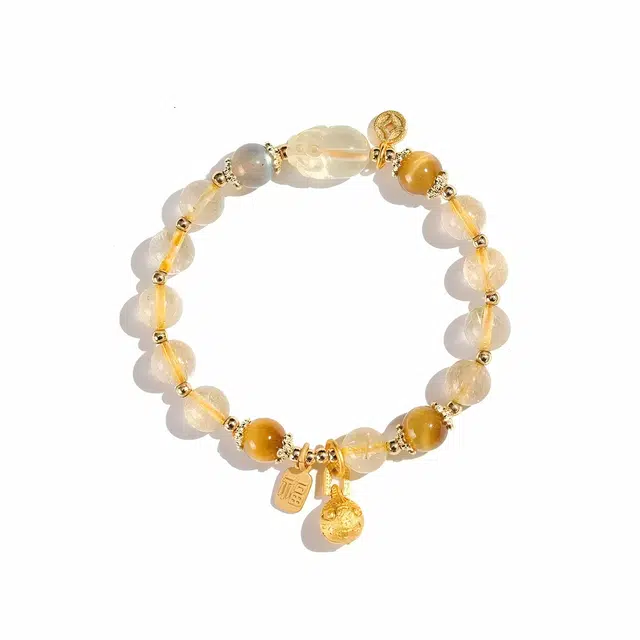 匠锁心玉 富贵招财进宝貔貅 时来运转 八方来财 本命守护 新中式 国朝国风 小众设计 玄学 轻奢高级#好运天然 金发晶 手串 男女同款情侣款