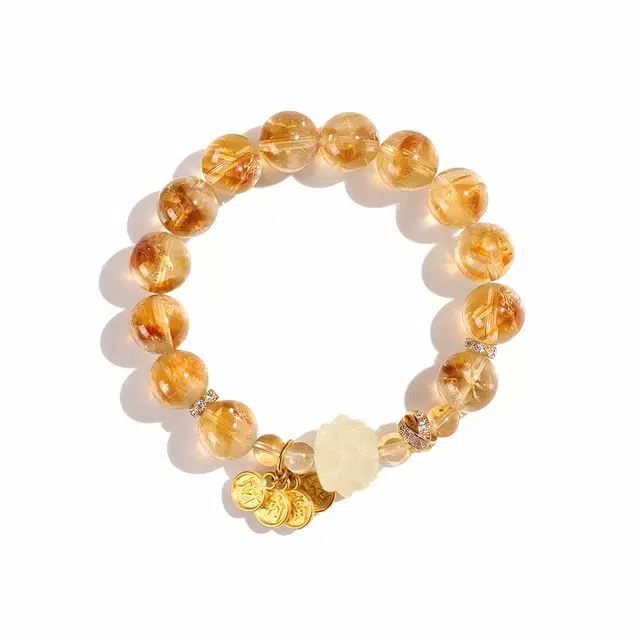匠锁心玉 日富一日 招财进宝 时来运转 八方来财  新中式 国潮国风 小众设计  轻奢高级#好运天然 黄水晶 手串 男女同款情侣款