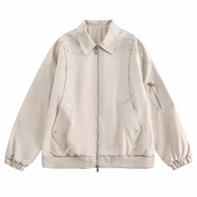 雅鹿 美式高街拉链翻领飞行员秋季高级感宽松潮流百搭休闲外套夹克 男女同款