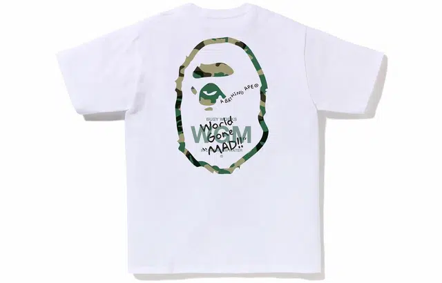 A BATHING APE Woodland Camo WGM Ape Head Tee