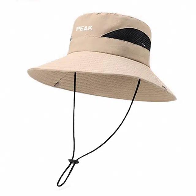 匹克 拼色设计字母印花装饰 聚酯纤维 渔夫帽 男女同款情侣款 卡其色