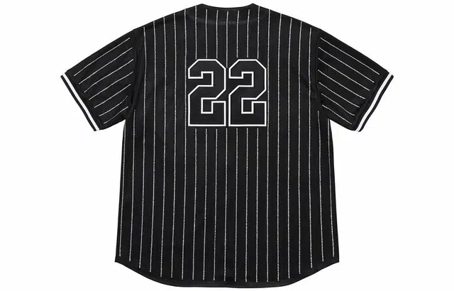 Supreme SS22 Week 16 Rhinestone Stripe Baseball Jersey T