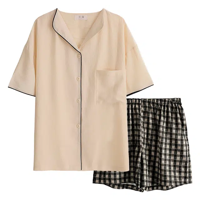 都市丽人 时尚休闲舒适居家服可外穿睡衣套装 女款 杏色