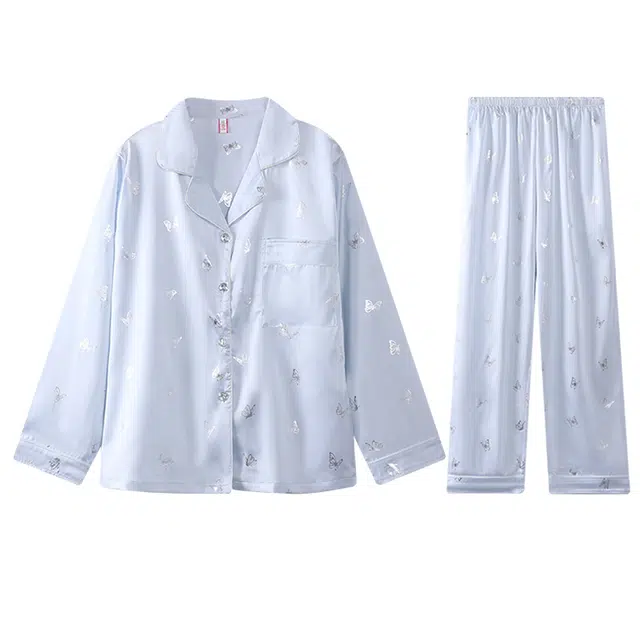 向薇 甜美风薄款长袖长裤可外穿家居服睡衣套装 女款 图片色