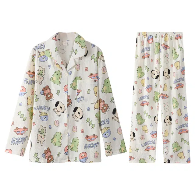 向薇 云朵棉长袖长裤休闲睡衣套装 女款 图片色
