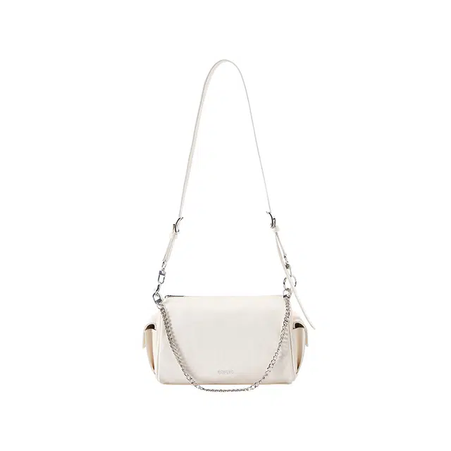 森马 时尚复古 合成革 单肩包 大号 女款 本白/胡桃棕/黑色