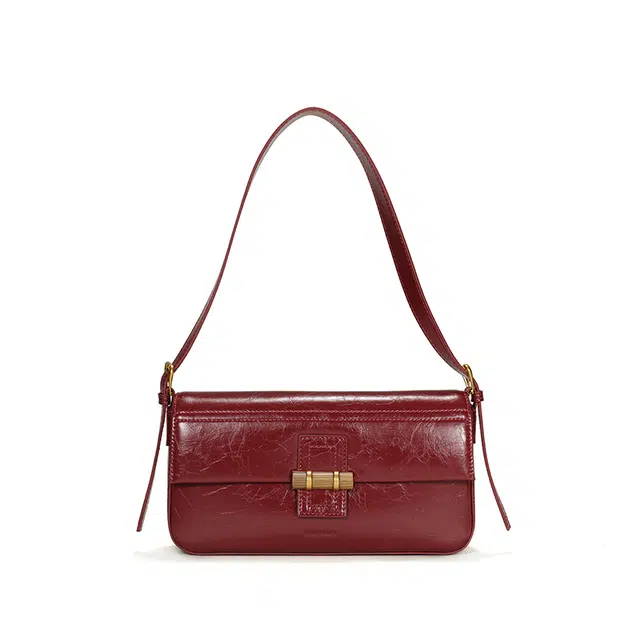 西木汀 念念不忘 小众法式高级感腋下 牛皮 时尚百搭法棍包 单肩包 常规 女款 米白色/深邃黑/波尔多红