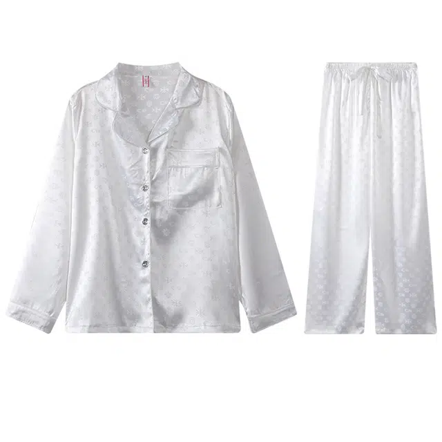 向薇 休闲舒适甜美长袖上衣家居服长裤睡衣套装 女款 图片色