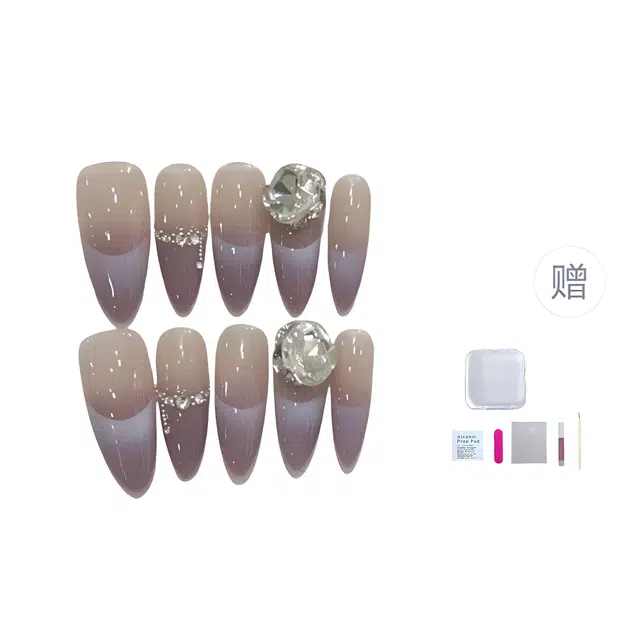 几多萌 简约高级优雅  穿戴甲 杏仁紫色渐变 法式