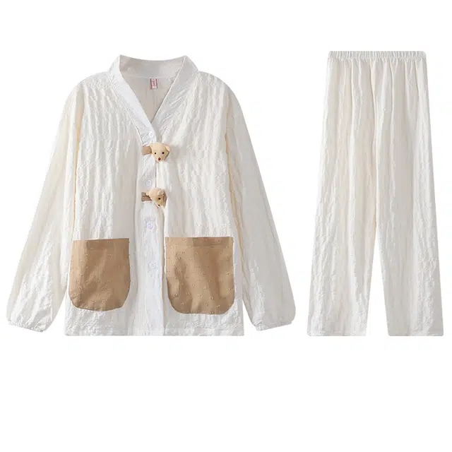 向薇 外穿带胸垫舒适休闲睡衣套装 女款 图片色