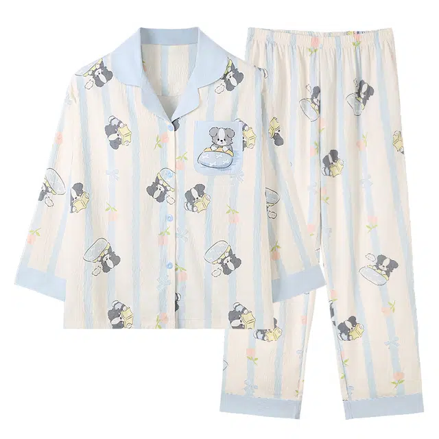 俏霓桐 萌新系列 可爱卡通甜美公主风带胸垫舒适家居服可外穿睡衣套装 女款 图色