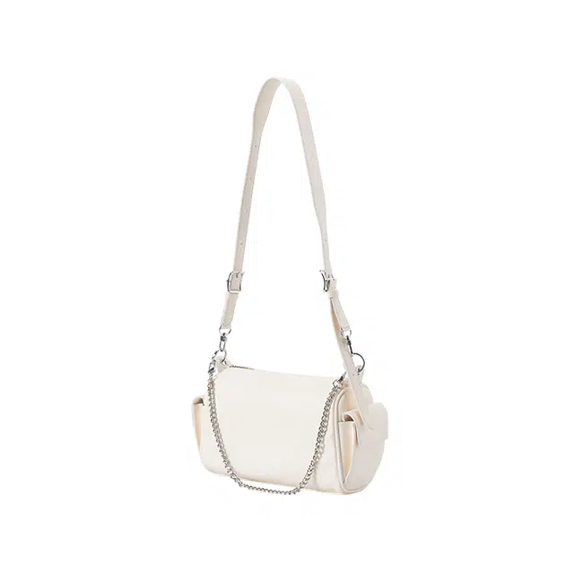 森马 时尚复古 合成革 单肩包 大号 女款 本白/胡桃棕/黑色