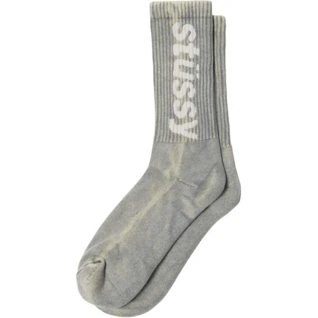 Stussy SS25 WASHED HELVETICA CREW SOCK logo