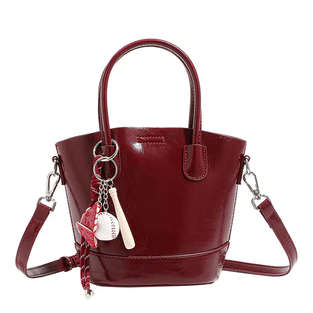 恒源祥 百搭腋下包菜篮子高级感红色漆面婚包水桶包托特包百搭复古通勤 超纤合成革 手提包 常规 女款 多色