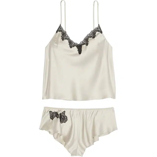 Victoria's Secret Floral Lace V-Neck Cami Set Beige