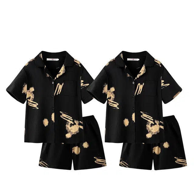 俏韵 高级感休闲短袖短裤睡衣套装 男女同款