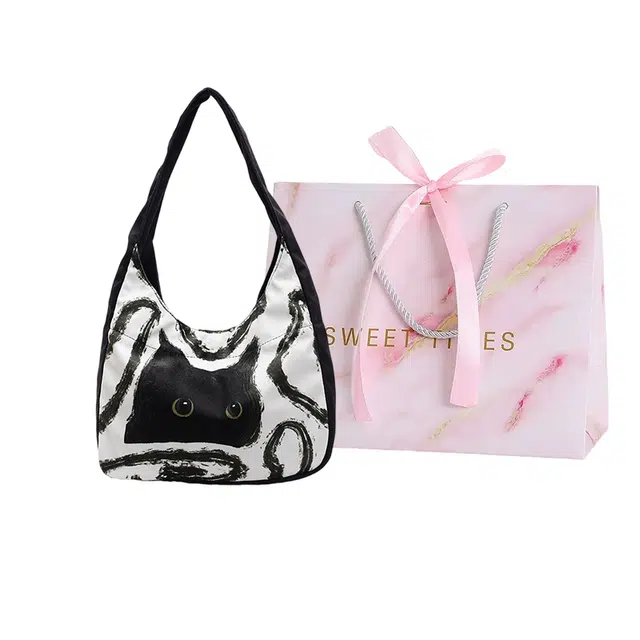 帕克熊 日常卡通可爱大容量上课出行通勤腋下包帆布包 帆布 手提包 男女同款情侣款 多色